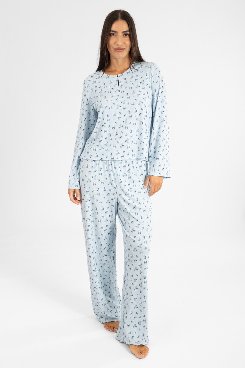 Pijama rulote liberty ml - Celeste 