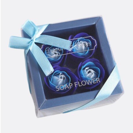 Set Arreglo De Jabones Diseño Rosas x4 Azul
