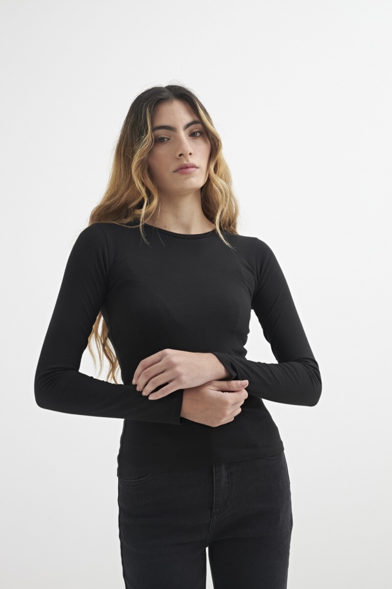 Remera cuello redondo - Negro 