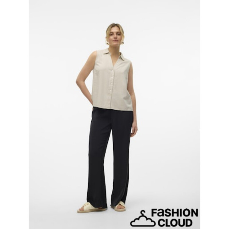 VMMYMILO SL V-NECK SHIRT WVN GA Silver Lining