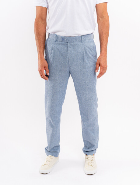 Pantalon lino azul piedra
