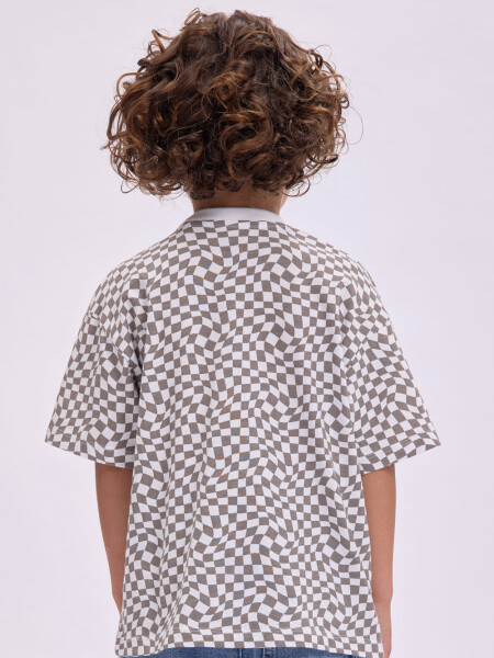 Remera estampa Cuadros Crudo