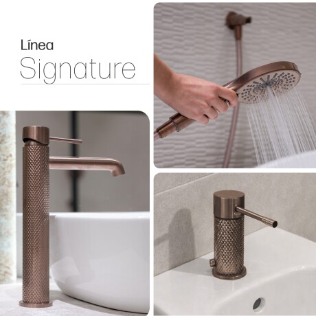 JUEGO DE GRIFERIA SIGNATURE ROSE GOLD CON LAVATORIO ALTO BRONCE-ROSE GOLD