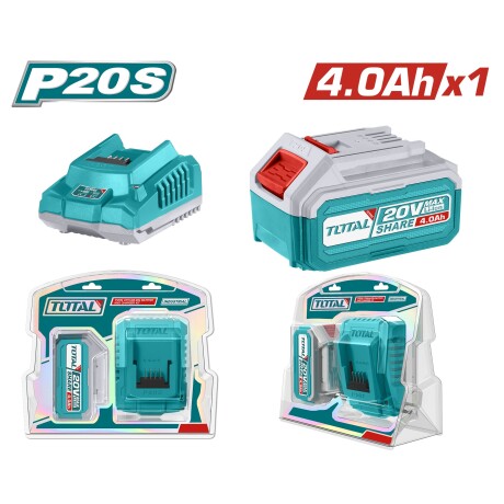 Batería 20V Litio 4Ah Industrial + Cargador Total Batería 20V Litio 4Ah Industrial + Cargador Total
