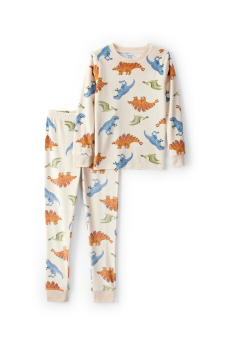 Pijama dos piezas de micropolar, remera y pantalón, diseño dinos Sin color