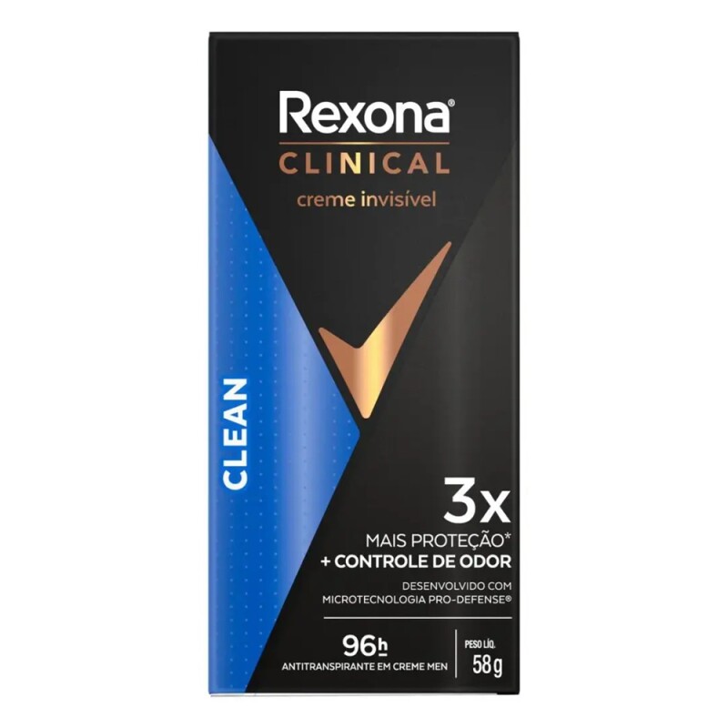 Desodorante Crema Rexona Clinical Men Clean 58 Grs. Desodorante Crema Rexona Clinical Men Clean 58 Grs.