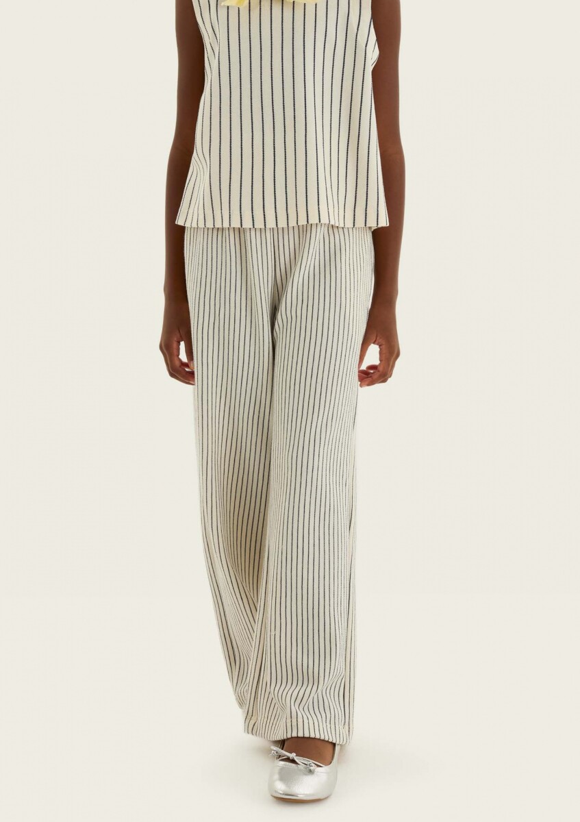 PANTALONES ANCHOS A RAYAS - BLANCO 