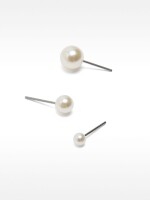 Set De Pendientes Cortos Perlas beige