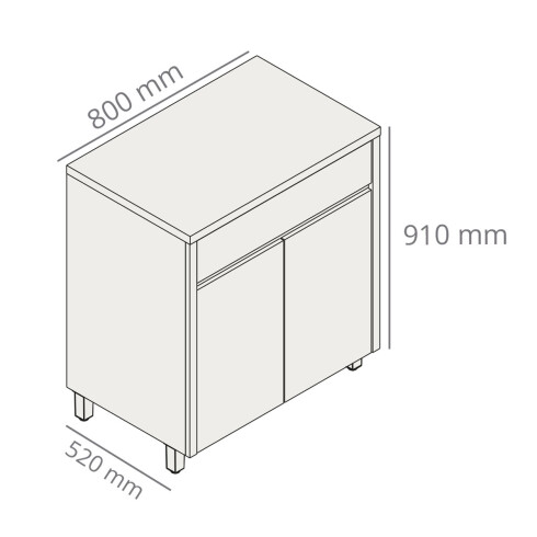 BAJO MESADA 80 CM MOBILIARIO COCINA MDF CONDESSA BEIGE GAMAS DE BEIGE