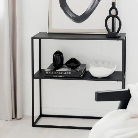 Mesa Auxiliar Consola 2 Niveles Metal Moderna 78x27x78 cm Negro