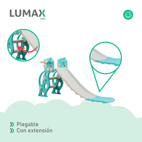 Tobogán Infantil Plástico Plegable Con Extensión Celeste/Gris