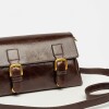 Bandolera Elise en cuero arrugado Marron