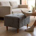 Puff tela y patas de madera Gris oscuro