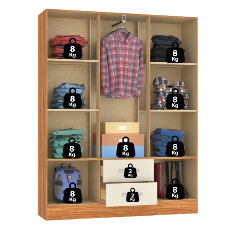 ROPERO 6 PUERTAS 2 CAJONES GUARDARROPA ARMARIO PLACARD CLOSET BEIGE - MARRÓN