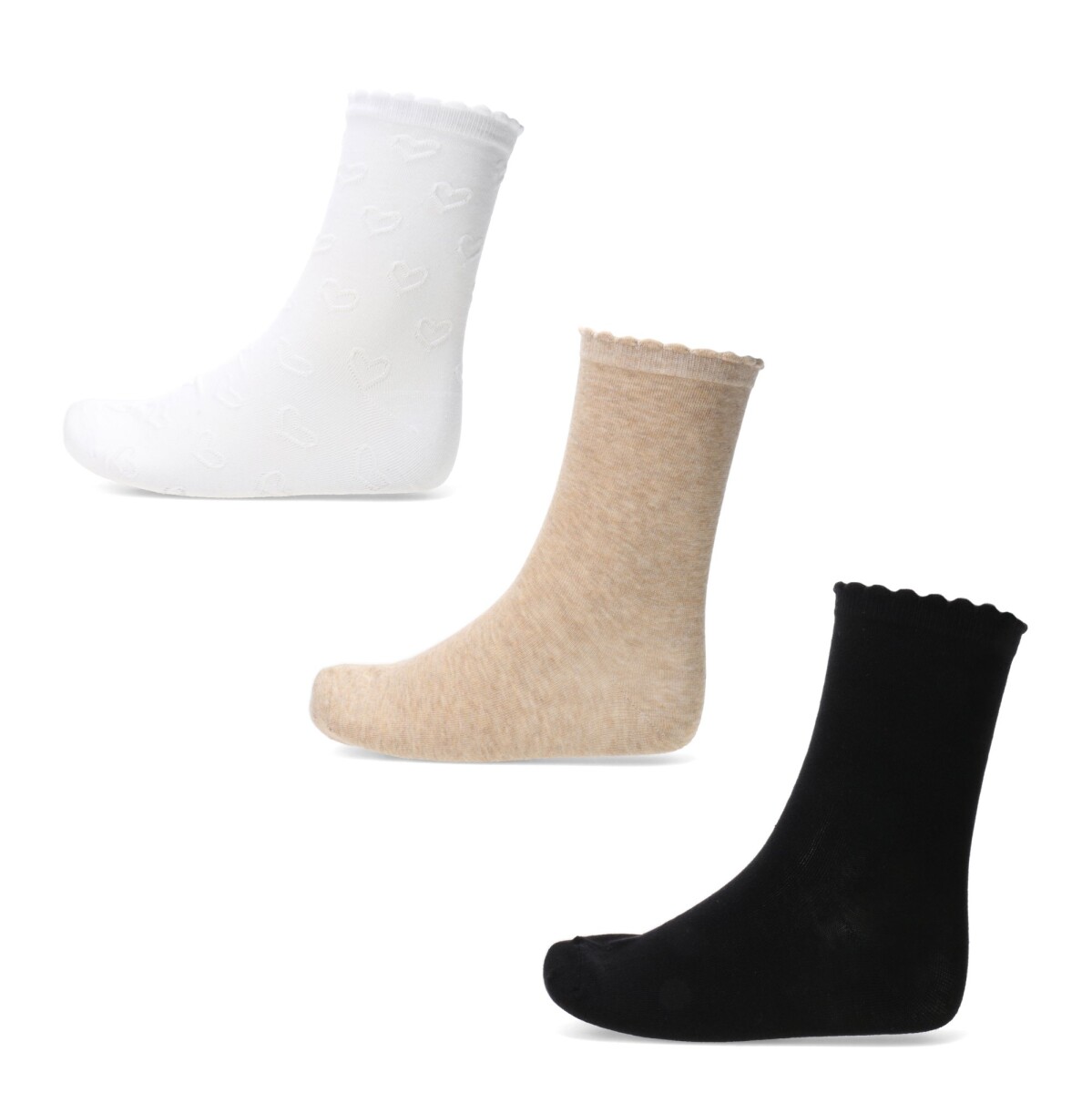 Medias de Mujer Miss Carol quarter pack x3 - Blanco - Negro 