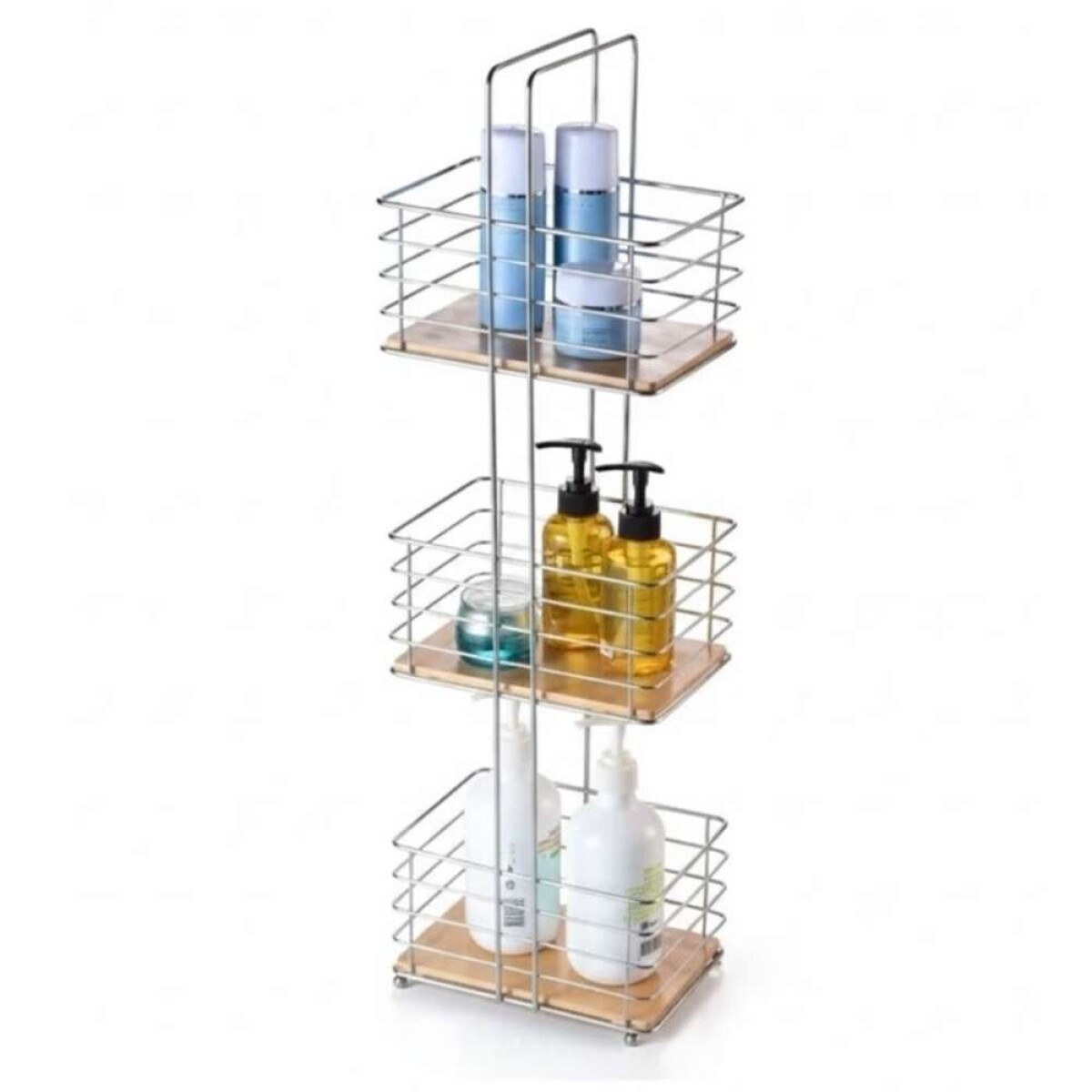 Estanteria Cromada C/Bambu P/ Baño - 22X15X72H Cms 