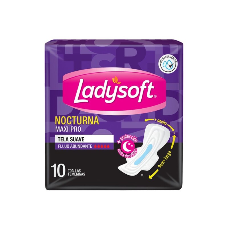 Toallitas Femeninas Ladysoft Nocturna Maxi Pro 10 Uds. Toallitas Femeninas Ladysoft Nocturna Maxi Pro 10 Uds.