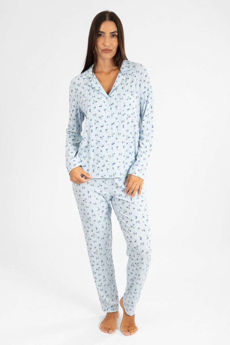 Pijama americano liberty ml Celeste