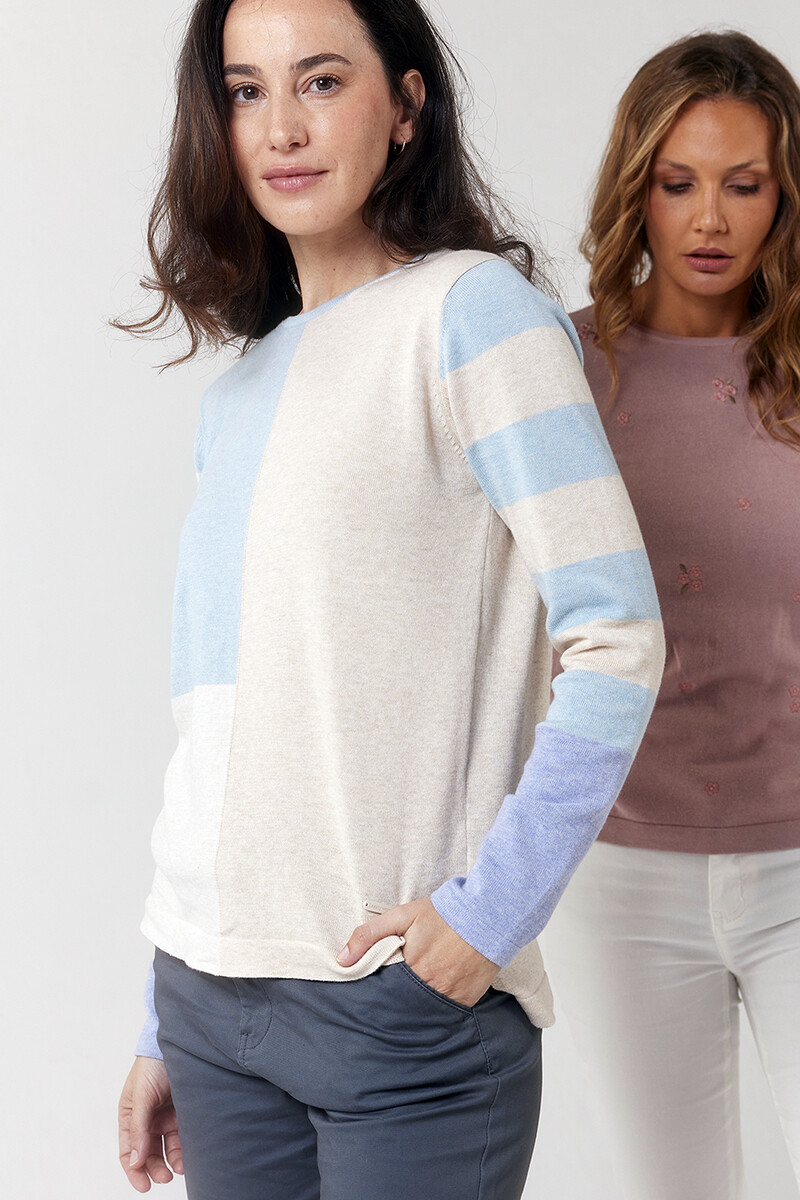 BUZO TEJIDO RAYADO - Beige 