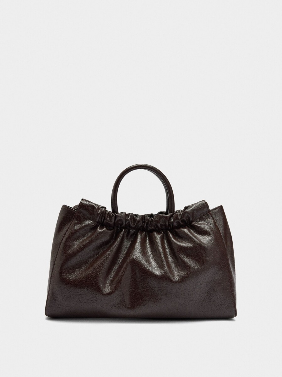 Bolso Shopper Con Fruncido - marron 