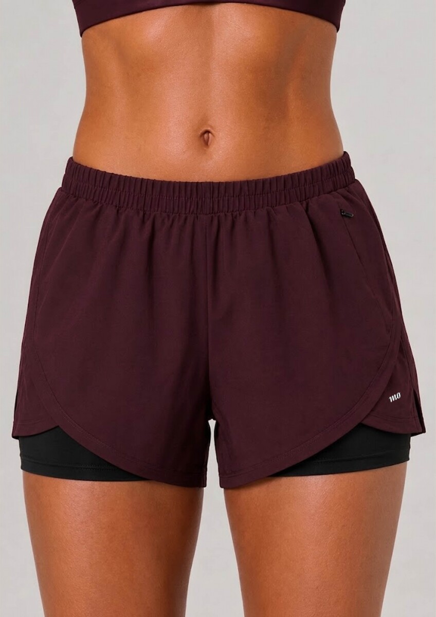 Short Fitness con Calza - Bordó 