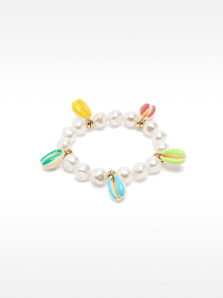 Pulsera Elástica Multicolor Con Conchas Esmaltadas multicolor