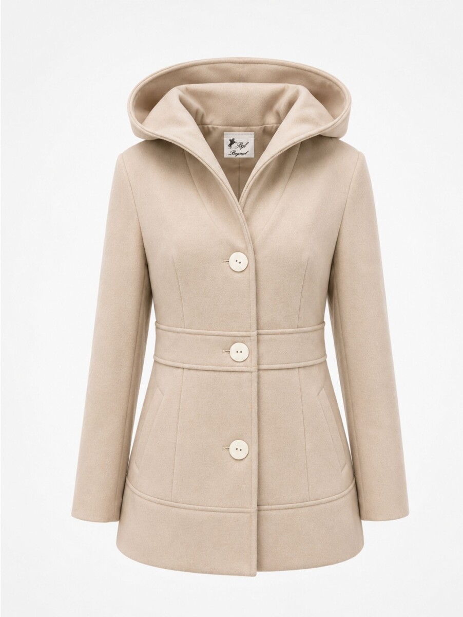 Abrigo 100% Lana con Capucha Amanecer - Beige 