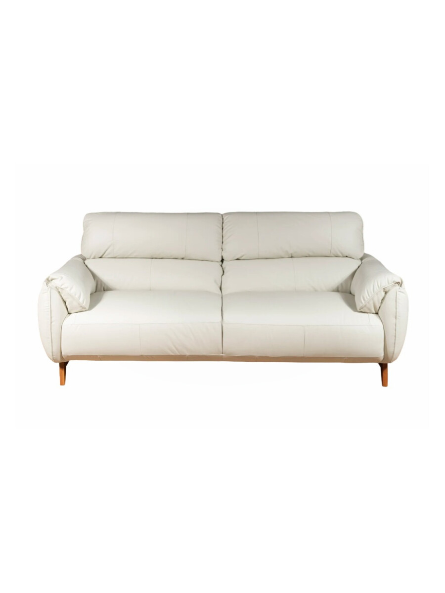 SOFA 3 CUERPOS - 100% CUERO - MODELO PUERTO - COLOR PERLA 