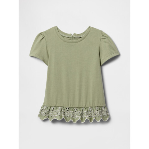 V-SS EYELET PEPLUM DESERT SAGE