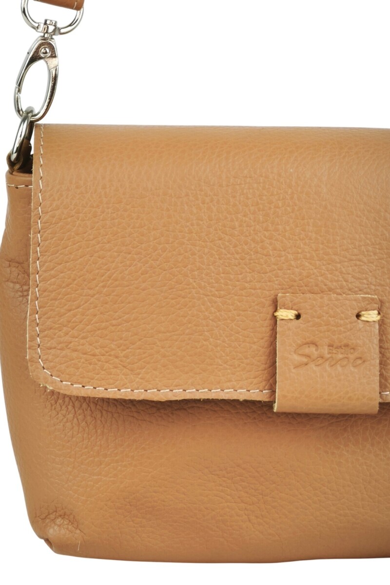 Morral con solapa chico Tostado