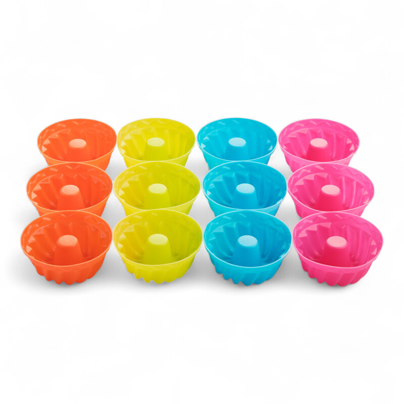 12 piezas molde individual budin/flan 6,5 x 2,7 cm Silicona Sin Color
