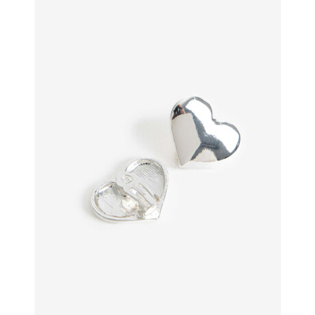 Aros Clip Corazón Bañado En Oro Plateado