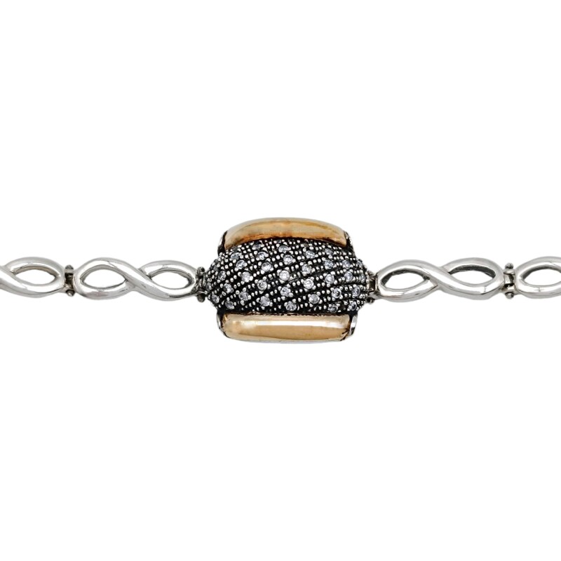 Pulsera Elegante-Plata y Oro-Piedra zirconia-PU5047 conpiedra