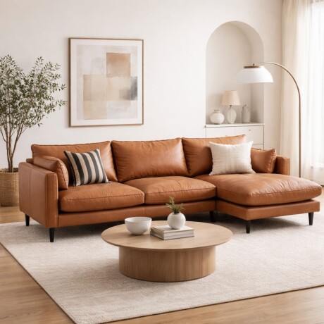 SOFA CON CHAISE PATAGONIA Cognac - DERECHO