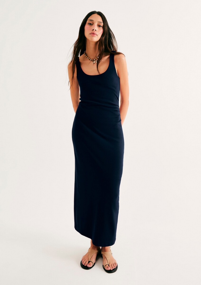 VESTIDO MINI DE CANALÉ AJUSTADO - AZUL 