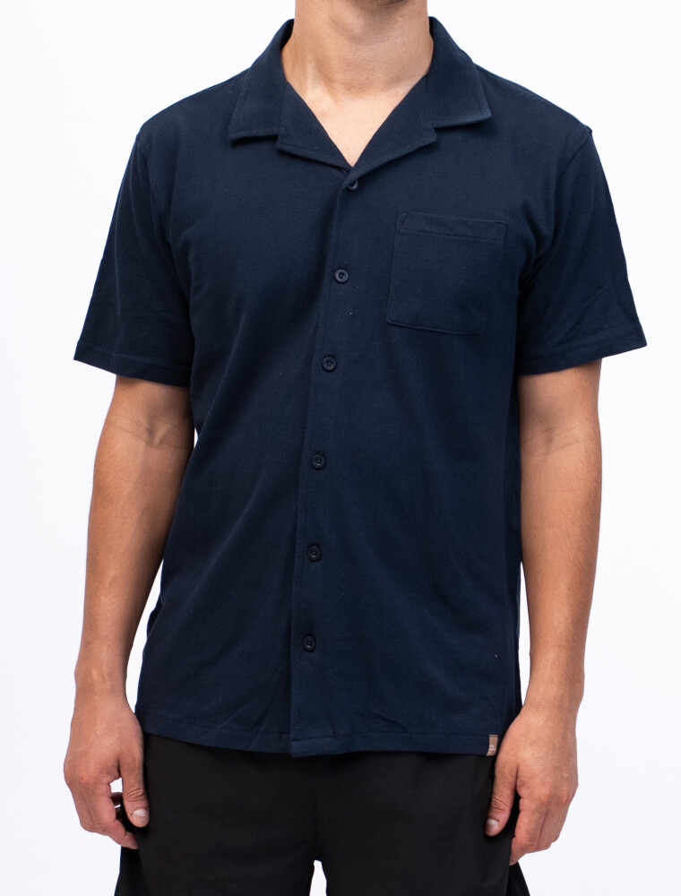 Camisa Algodón Pique Santorini Marino