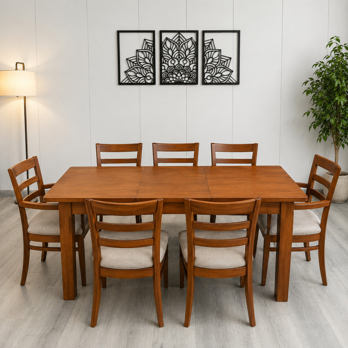 Comedor Recto extensible con 4 sillas curva ancash más 2 con brazo 