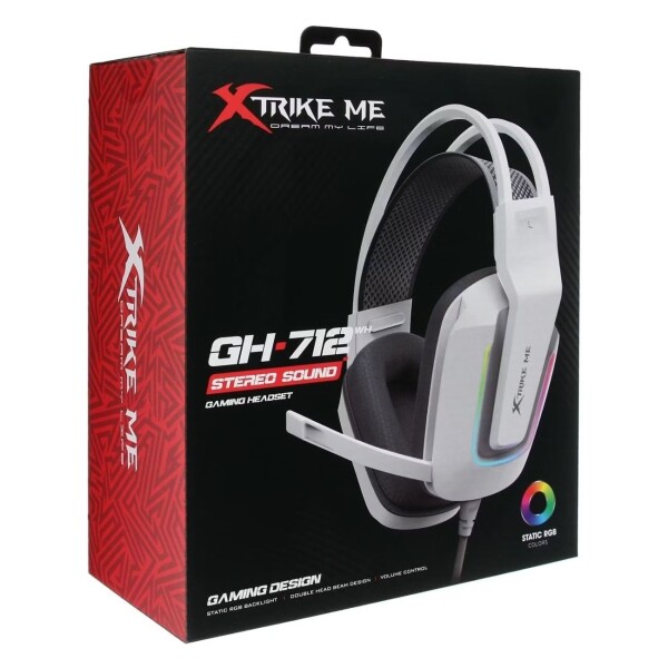 Auriculares Xtrike Me Gamer Gh 712 Luz Rgb Ps5 PC Ps4 Xbox Variante Color Blanco