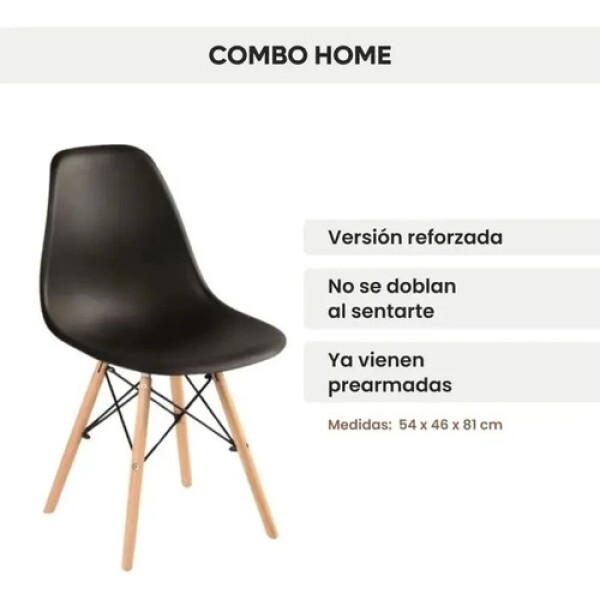 Silla Comedor Cocina Eames Muy Reforzada Premium Nórdica Negro 1