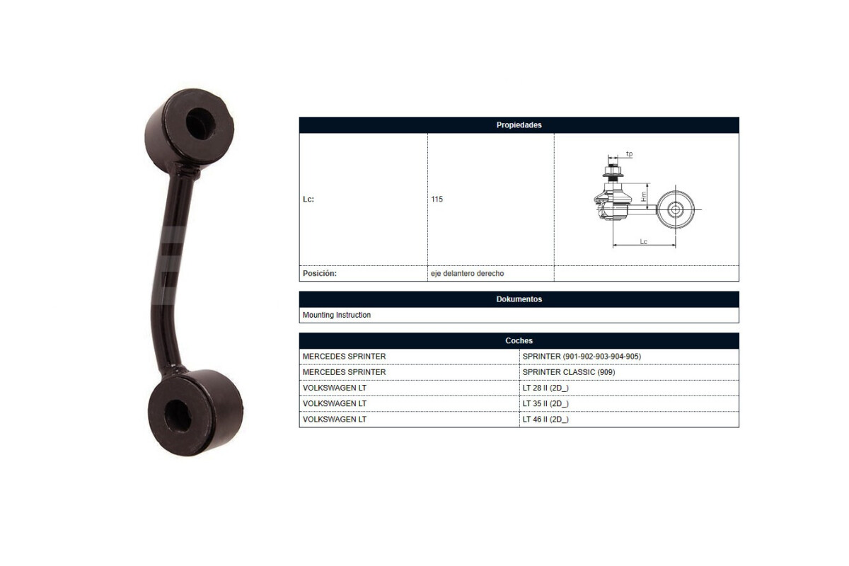 Bieleta Mercedes Benz Sprinter 310D 312D 410D 412D 97-03 Der Bieleta Mercedes Benz Sprinter 310D 312D 410D 412D 97-03 Der