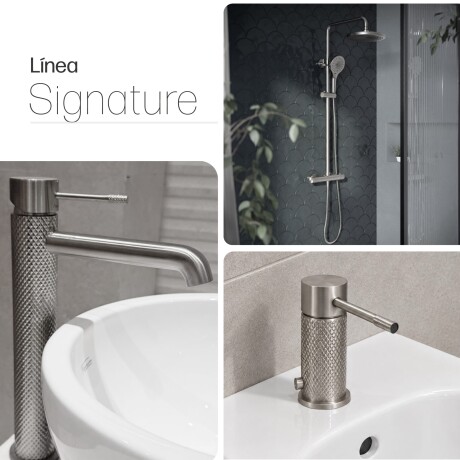 JUEGO DE GRIFERIA SIGNATURE BRUSHED NICKEL CON BARRAL GRIS-BRUSHED NICKEL