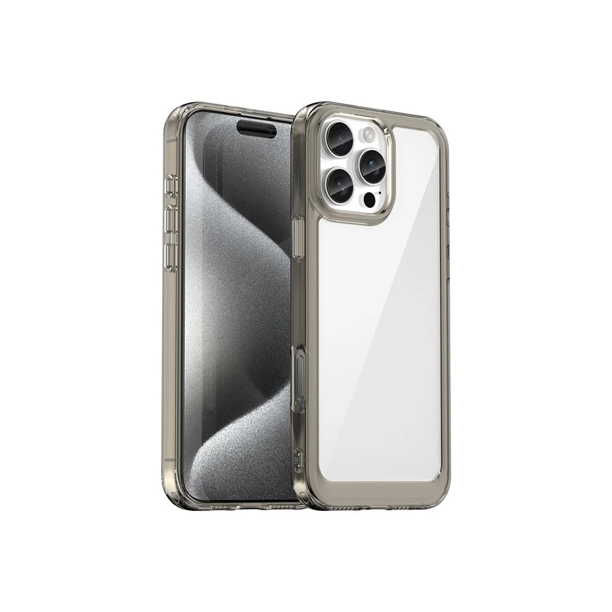 Protector para iPhone 16 Pro Max bordes color gris 
