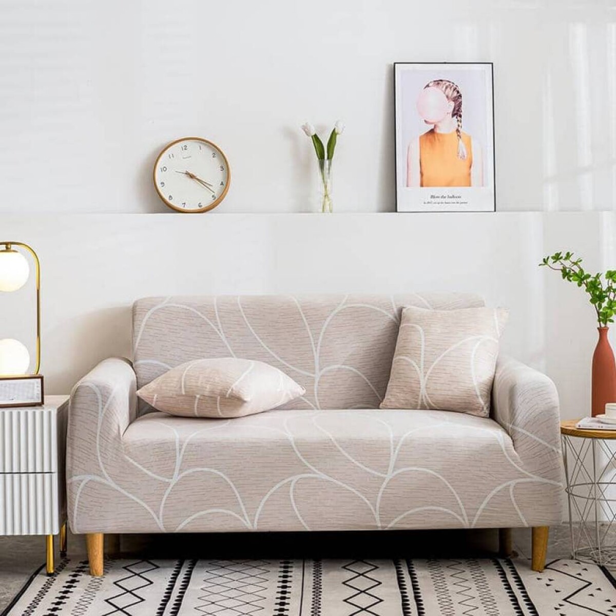 Funda Sillón 3 Cuerpo Estampada - beige 
