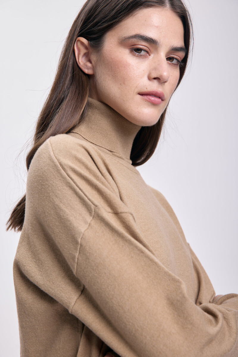 Polera punto de rib Beige