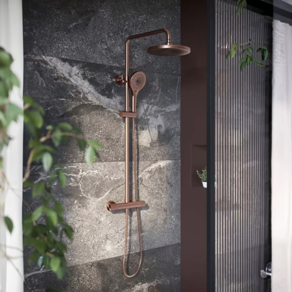 Barral de ducha exterior termostático Signature bronce cepillado Barral De Ducha Exterior Termostático Signature Bronce Cepillado