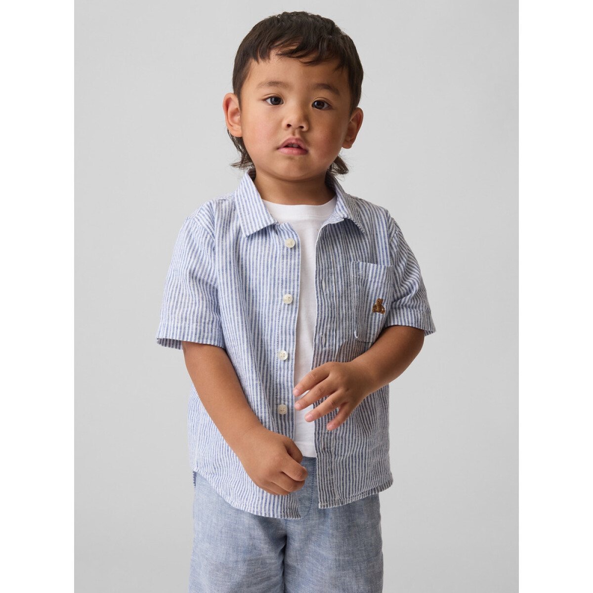 SS LINEN SP26 - RAILROAD STRIPE BLUE 