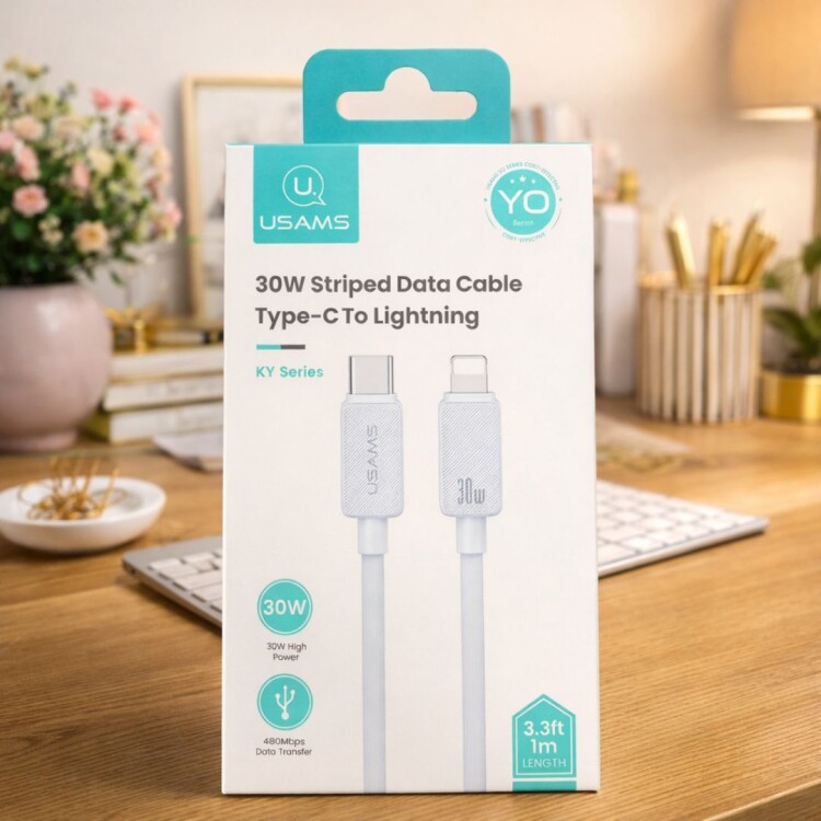 CABLE DE DATOS USB C A LIGHTNING 1 M CELESTE USAMS CABLE DE DATOS USB C A LIGHTNING 1 M CELESTE USAMS