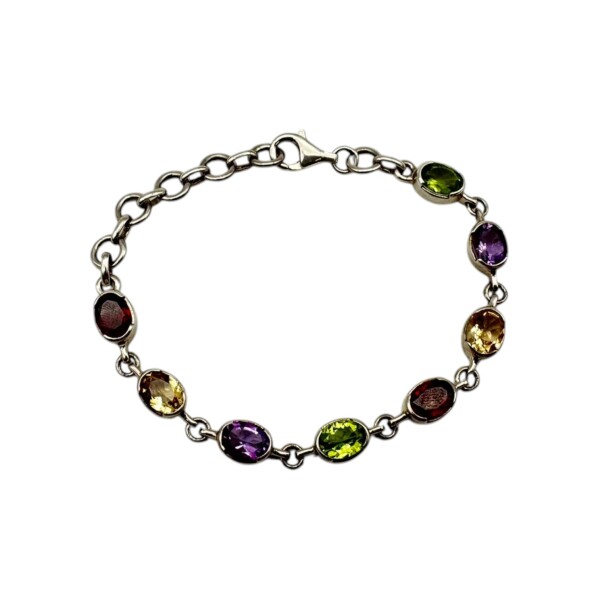 Pulsera Oval Plata Rodinada Con Piedra Varios Pu3832 conpiedra