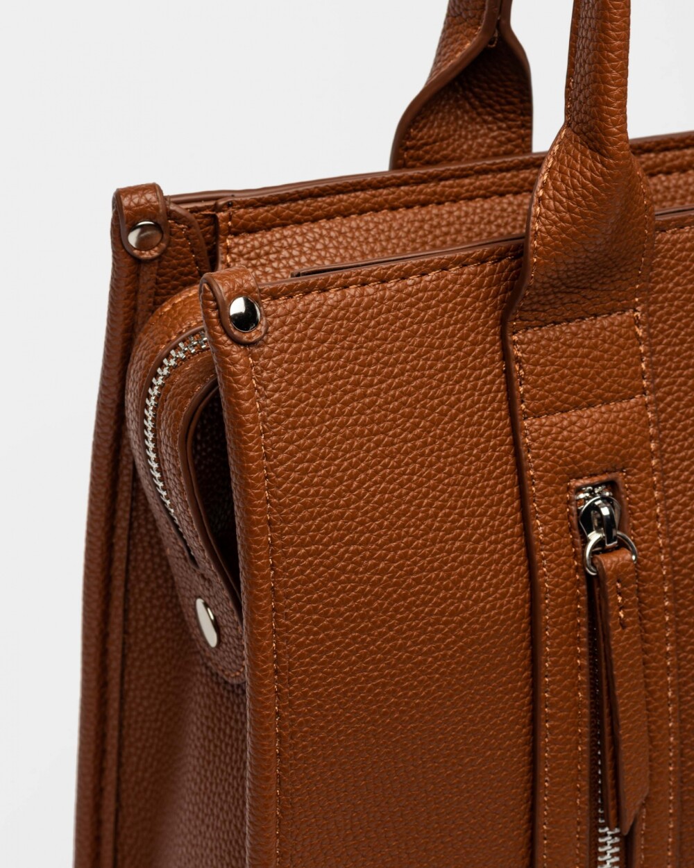 Shopper Oak En Efecto Cuero Graneado Marron