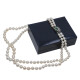 Collar perlas de cultivo dos vueltas con broche oro 18k blanco, brillantes y esmeraldas Collar perlas de cultivo dos vueltas con broche oro 18k blanco, brillantes y esmeraldas